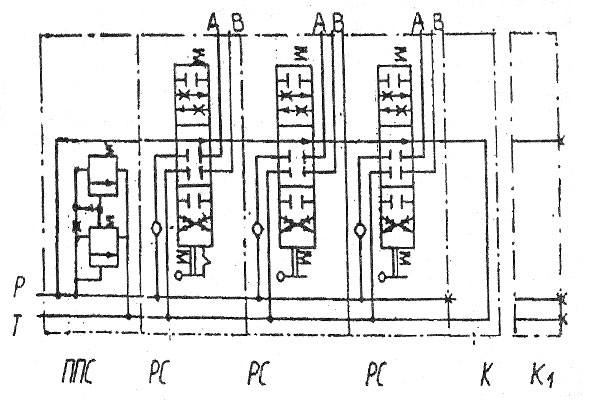 Схема принципиальная гидравлического распределителя